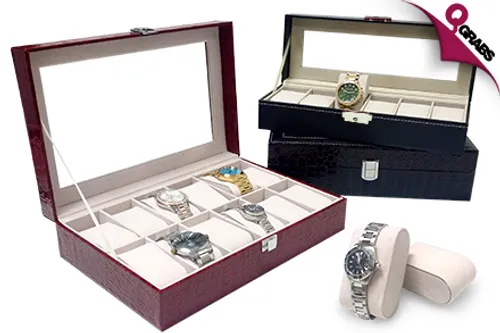 From QR69, Keep all your watches secure with a 6-Piece OR 12-Piece Watch Organizer - Options with Lock & Key feature! (Up to QR500 Value)